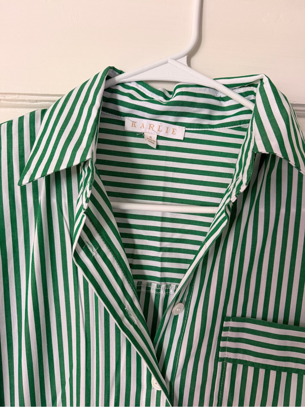 NWT Karlie Green & White Striped Shirt Maxi Dress